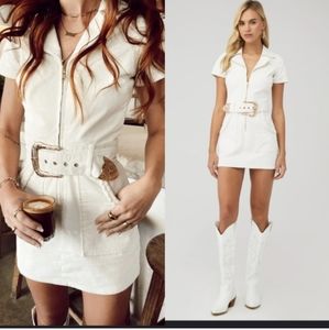 Show me your Mumu Outlaw Dress Women's Small White Courdoroy Mini Dress